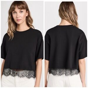 ATM Anthony Thomas Melillo Cotton Relaxed Short Sleeve Lace Detail Top XS